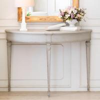 Console d'entrée semi-circulaire en chêne massif, faite à la main, style antique français, pour hôtel et salle à manger