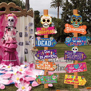 10 Uds Día <span class=keywords><strong>de</strong></span> los <span class=keywords><strong>muertos</strong></span> calavera señal dirección señal para <span class=keywords><strong>Dia</strong></span> <span class=keywords><strong>De</strong></span> <span class=keywords><strong>Muertos</strong></span> fiesta foto accesorios decoraciones evento Decoración - Product Image 4