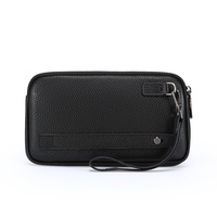Tas Clutch Bisnis Pria Multifungsi Kapasitas Besar Tas Ponsel Resleting Ganda Kasual Bahan Kulit PU Lembut