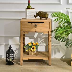 INNOVA Home Farmhouse & Hotel Style Living Room Bedroom Accent Storage <b>Drawer</b> Wooden Cabinet with <b>Shelf</b> - Product Image 1