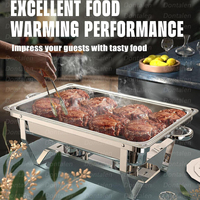 Ensemble de chauffe-plats carré en acier inoxydable épaissi pour buffet, chauffe-plats de traiteur, chauffage au gaz, nettoyage facile Dontalen
