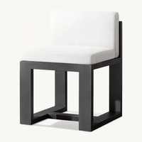 Offre Spéciale : Ensemble de Salle à Manger Extérieure Moderne en Aluminium pour Villa et Parc, Tissu Imperméable, Couleur Personnalisable