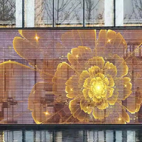 Grille d'écran extérieur transparent led maille écran pixel rvb lumière média maille bâtiment façade rideau affichage usine