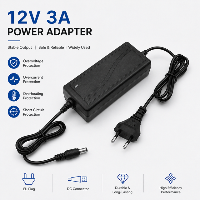Desktop 12V 3A Switching Power Adapter 12V 3000mA 36W Power Supply DC Adapter PC Material for Electronic Products