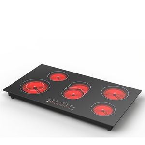 Table de cuisson à induction domestique Fuge à cinq foyers, style européen, avec panneau microcristallin, commande tactile, étanche, puissance 2000-8000W - Product Image 4