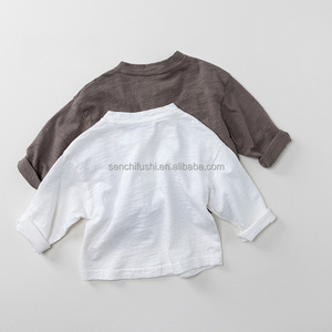 Camiseta D1043 para Niños, de Algodón Slub, Manga Larga, con Logotipo Bordado, Estilo Coreano, para Primavera y Otoño - Product Image 4
