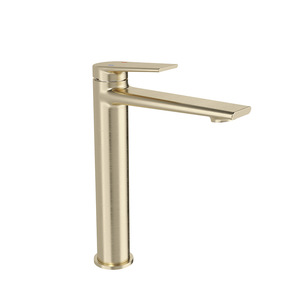 Grifos de Lavabo de Sobremesa de Cobre Cepillado Dorado al por Mayor, Monomando, Mezclador de Doble Control, Grifo Minimalista con Núcleo de Cerámica, Agua Fría y Caliente - Product Image 4