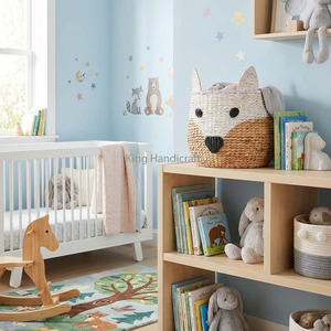 New Arrival White Arctic <b>Fox</b> Woven Floor Storage Bin Water Hyacinth Storage Baskets for Kid Room from Vietnam Cheap Price - Product Image 3