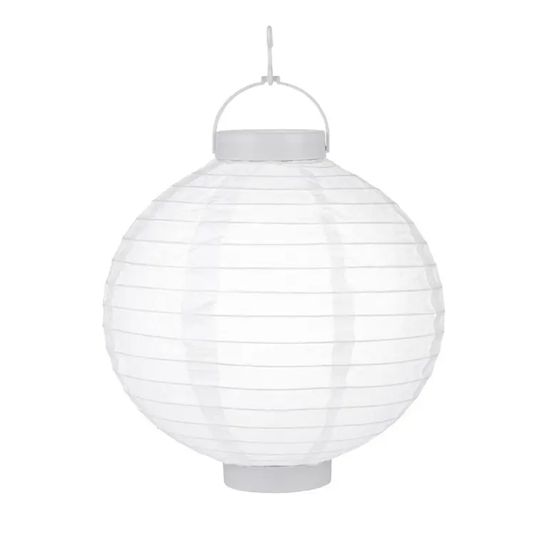 LUCKY Wholesale White Japanese Style Circle Hanging Battery Operated Lighted Holiday Party Decorations Paper Lanterns With Led