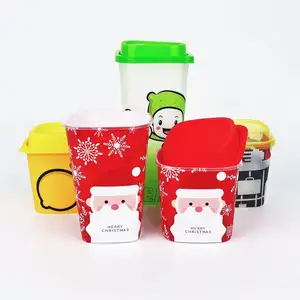 Copo de chá boba com tampa, copo de chá quadrado plástico descartável transparente personalizado para natal