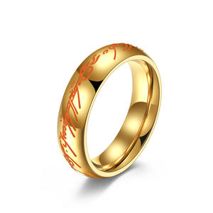 Anillo mágico de acero de titanio que brilla en la oscuridad, patrón de letras, regalo de joyería de moda unisex - Product Image 5