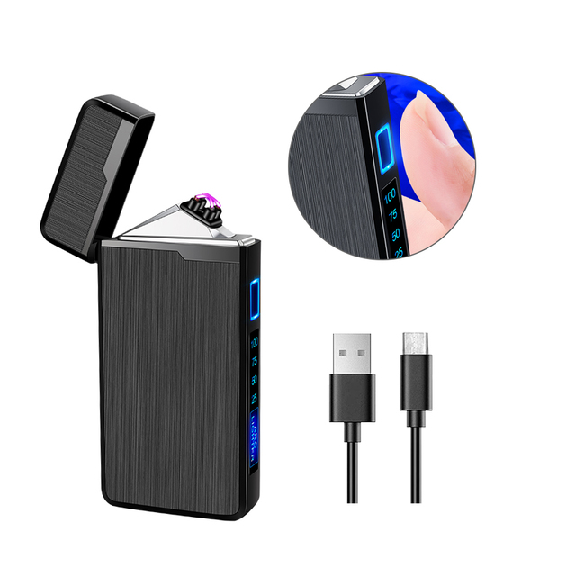 Custom Pattern Windproof Flameless Plasma Chargeable Modern Dual Arc Lighter Usb Tactical Lighter Arc Electric Lighter for Cigar