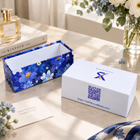 Boîte à bijoux en carton rigide avec couvercle et base, insert en mousse, couleur personnalisée bleu et blanc, modèle explosif