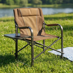 Sedia da <span class=keywords><strong>Campeggio</strong></span> Pieghevole Portatile con Braccioli Rigidi, Leggera e di Grandi Dimensioni, con Tavolino Laterale - Product Image 1