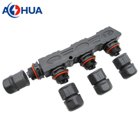 Connecteurs étanches AOHUA de type 2 broches 10A 2, 3, 4 voies IP68 pour faisceau de câbles de distribution et répartiteur d'alimentation LED PA66