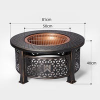 Brasero sans fumée de 81 cm (32 pouces) avec anneau, barbecue coréen, table de jardin extérieur, foyer en métal, gril barbecue