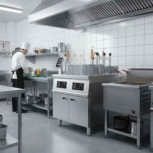Olla Eléctrica Comercial <span class=keywords><strong>de</strong></span> Acero Inoxidable con Pantalla Táctil, Doble Control, Elevación Automática, 12KW, para Cocinar Fideos y Pasta, Equipo <span class=keywords><strong>de</strong></span> <span class=keywords><strong>Cocina</strong></span> - Product Image 3