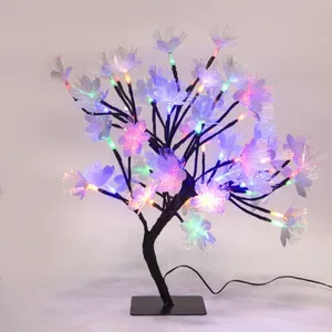 Multicolor led optic fiber flower tree tabletop mother day gift party holiday Christmas bedroom hotel decoration light