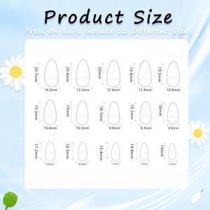 Prensa de almendras en las <span class=keywords><strong>uñas</strong></span>, Punta francesa Rosa corta, líneas estéreo, diseño de pegamento en la cubierta completa desnuda, acrílico Artificial brillante para niñas, 24 Uds. - Product Image 5