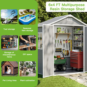 <span class=keywords><strong>Abri</strong></span> <span class=keywords><strong>de</strong></span> <span class=keywords><strong>jardin</strong></span> extérieur 6x4 pieds en PP, écologique, résistant à la décomposition, étanche, avec plancher, facilement assemblable et portable <span class=keywords><strong>pour</strong></span> la cour et le <span class=keywords><strong>jardin</strong></span> - Product Image 3