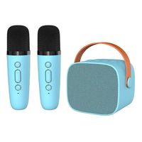 Speaker Karaoke Nirkabel Mini Mikrofon Genggam Plastik LED RGB Dukungan Kartu TF Mikrofon Bawaan untuk Rumah Tangga Pesta Luar Ruangan KTV