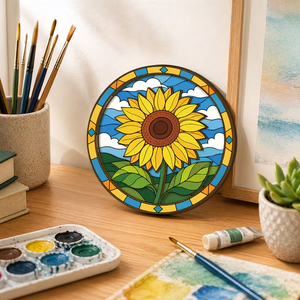 Set Artistico in Legno a Tre Strati Personalizzato OEM ODM, Kit di Pittura Girasole a Strati Tagliato al Laser, Set Decorativo da Parete all'Ingrosso - Product Image 5