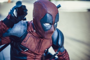 Hot Movie Latex <span class=keywords><strong>Deadpool</strong></span> Halloween Cosplay Full Head Mask Cosplay Costume puntelli per feste - Product Image 2