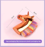 Fond de teint coloré pour brosse à poussière pour ongles à tête de poney et poudre libre en plastique Produit de beauté et de soin personnel