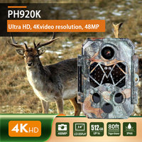 Камера для охоты 4K 48 МП с быстрым спуском затвора 0,2 с, ночным видением без видимого света на 25 м, водонепроницаемость IP66, 2,4-дюймовый TFT LCD-дисплей для наблюдения за дикой природой
