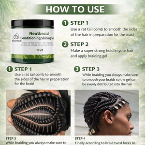 Neatbraiding Gel Acondicionador Renovador y Abrillantador para Trenzas y Rastas, Fijación Extra Fuerte, Control de Bordes, a Base de Agua, Sin Residuos - Product Image 3