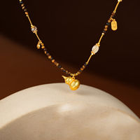 Collier pendentif gourde en alliage et résine doré marron pour femme TANGPEI, bijoux de mode