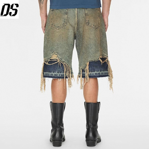 Nouvelle Arrivée <span class=keywords><strong>Short</strong></span> <span class=keywords><strong>en</strong></span> Jean Rétro Délavé Effet Usé Coupe Droite Ample et Déchiré pour Homme Taille Moyenne - Product Image 5