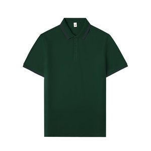 Polo Shirt Solid Color Cotton Contrast Trim Short Sleeve Daily Wear - Product Image 2