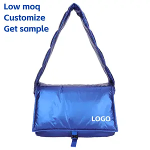 Синяя пышная сумка через плечо, модная пуховая хлопковая зимняя пуховая сумка-мессенджер, стеганая сумка через плечо для женщин