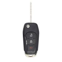 Télécommande de voiture vierge noire en ABS avec boîtier métallique, lame non coupée, 3 boutons et bouton rouge de panique pour modèles mondiaux