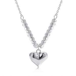 Collier pendentif cœur en argent sterling 925 rhodié style métallique Dylam, bijoux simples pour femmes, vente en gros - Product Image 1