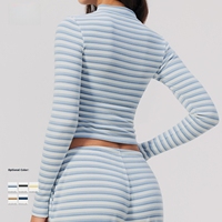 Veste de yoga respirante pour femme, design personnalisé 2026, avec fermeture éclair intégrale, coupe ajustée, col montant, pour fitness et course à pied