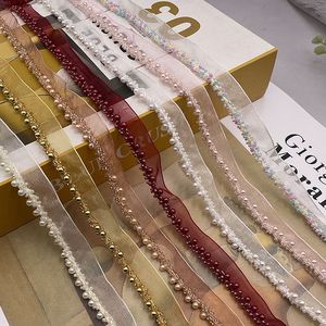 Rubans en gros avec fils perlés d'un côté, 0,5-2 cm, garniture tissée de perles pour usage décoratif sur les poignets et les cols de vêtements - Product Image 5