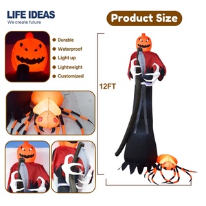 Inflables <span class=keywords><strong>de</strong></span> <span class=keywords><strong>Halloween</strong></span> <span class=keywords><strong>de</strong></span> 12 pies, decoraciones al aire libre, segador <span class=keywords><strong>de</strong></span> calabaza inflable gigante y araña para fiesta <span class=keywords><strong>de</strong></span> vacaciones - Product Image 3