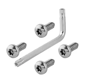 Stainless Security License Plate Screws (4 Pack) with Anti-Theft Torx Wrench