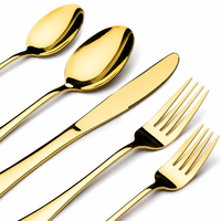 Ensemble de couverts modernes en acier inoxydable avec logo personnalisé, 5 pièces, couteaux, fourchettes, cuillères, couverts élégants pour la maison, le restaurant, le mariage