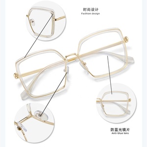 Lunettes Jiuling, monture double couleur en TR90, branches à ressort, monture carrée surdimensionnée, lunettes de vue pour tous - Product Image 5