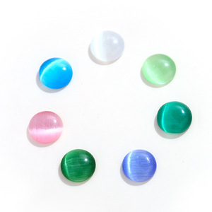 ลูกปัดแก้วตาแมวหนานทง ทรงแบน หลากสี อุปกรณ์ทำเครื่องประดับ DIY - Product Image 5