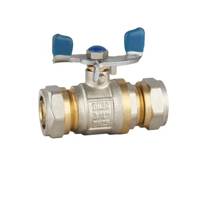 China Factory 1/2 3/4 Outlet New Design Plumbing Swivel Reducer Butterfly Handle Brass Ball Valve Connector for Water Oil