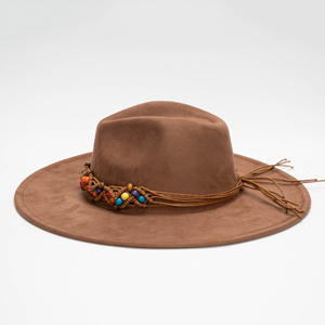 Sombrero Fedora de Gamuza Estilo Étnico Retro 2025, Ala Ancha con Forma de Corazón, Unisex, para Viajes al Aire Libre, Estilo <span class=keywords><strong>Jazz</strong></span> - Product Image 3