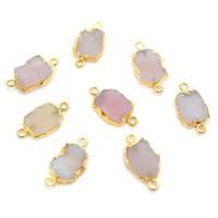 Connecteur en laiton plaqué or avec anse, forme rectangulaire, pierre naturelle Druzy rose 15-17MM, pour la fabrication de bijoux