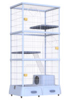 Cage à chat d'intérieur pliable à double couche et trois niveaux en fil de fer, grande taille, avec roues, détachable, pour balcon