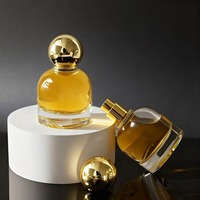 Flacon de parfum en verre vide de 30 ml, 50 ml, 100 ml, transparent, avec couvercle doré sérigraphié et pulvérisateur à pompe, avec diffuseur à bâtonnets