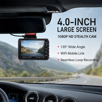 Caméra double intelligente 1080P avec écran IPS, enregistreur vidéo de voiture avec WiFi, enregistreur vidéo HD 4 pouces, mini USB, batterie 150 mAh, WDR, enregistrement en boucle