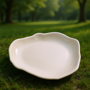 Assiette plate abstraite Oyster Crema 30x22cm - Product Image 3